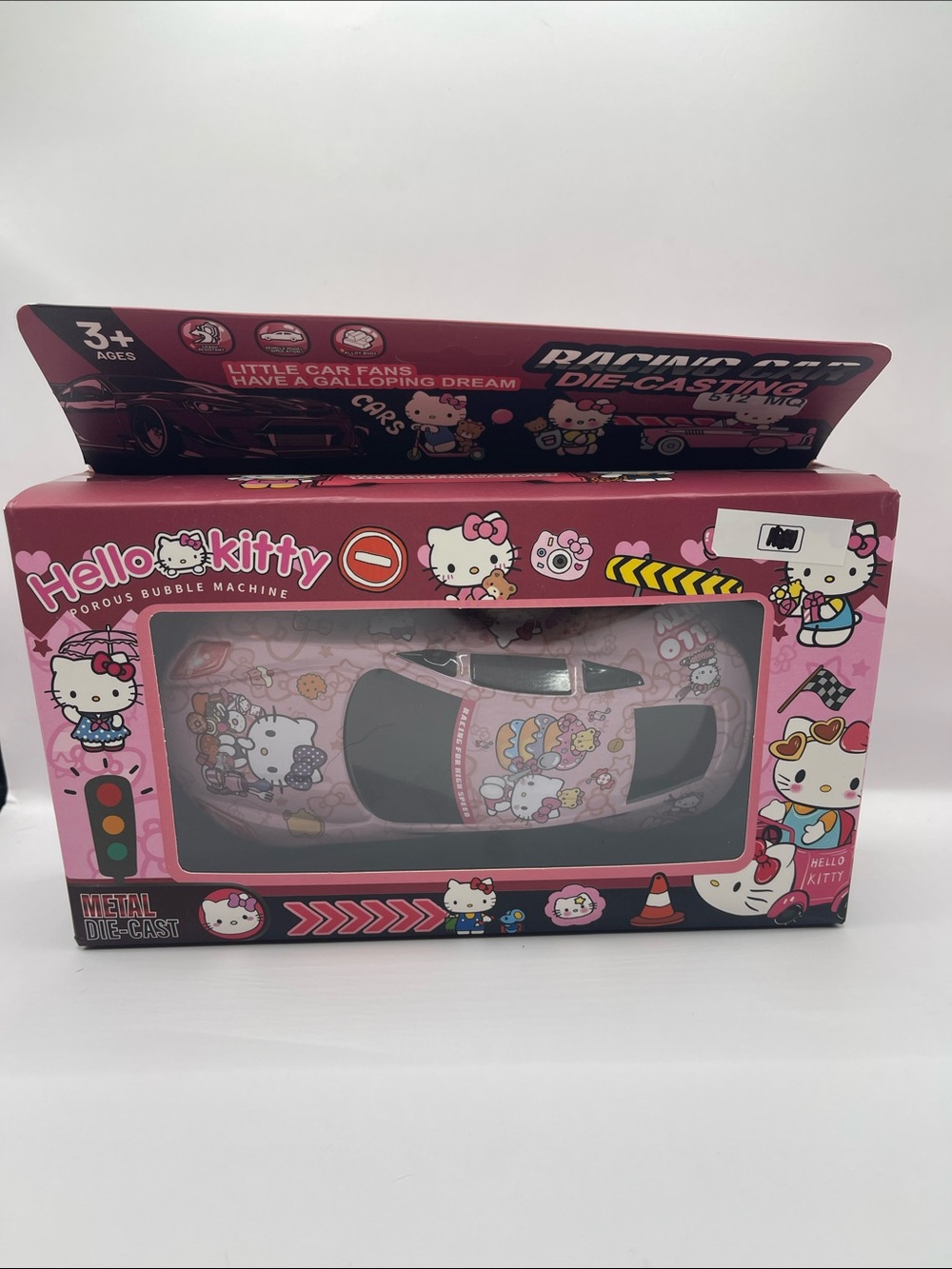 Hello Kitty Pink Metal Die-Cast Toy Car with Character Graphics